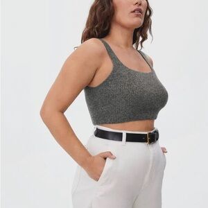 Everlane Cozy Stretch Crop Tank Top Heather Gray Medium